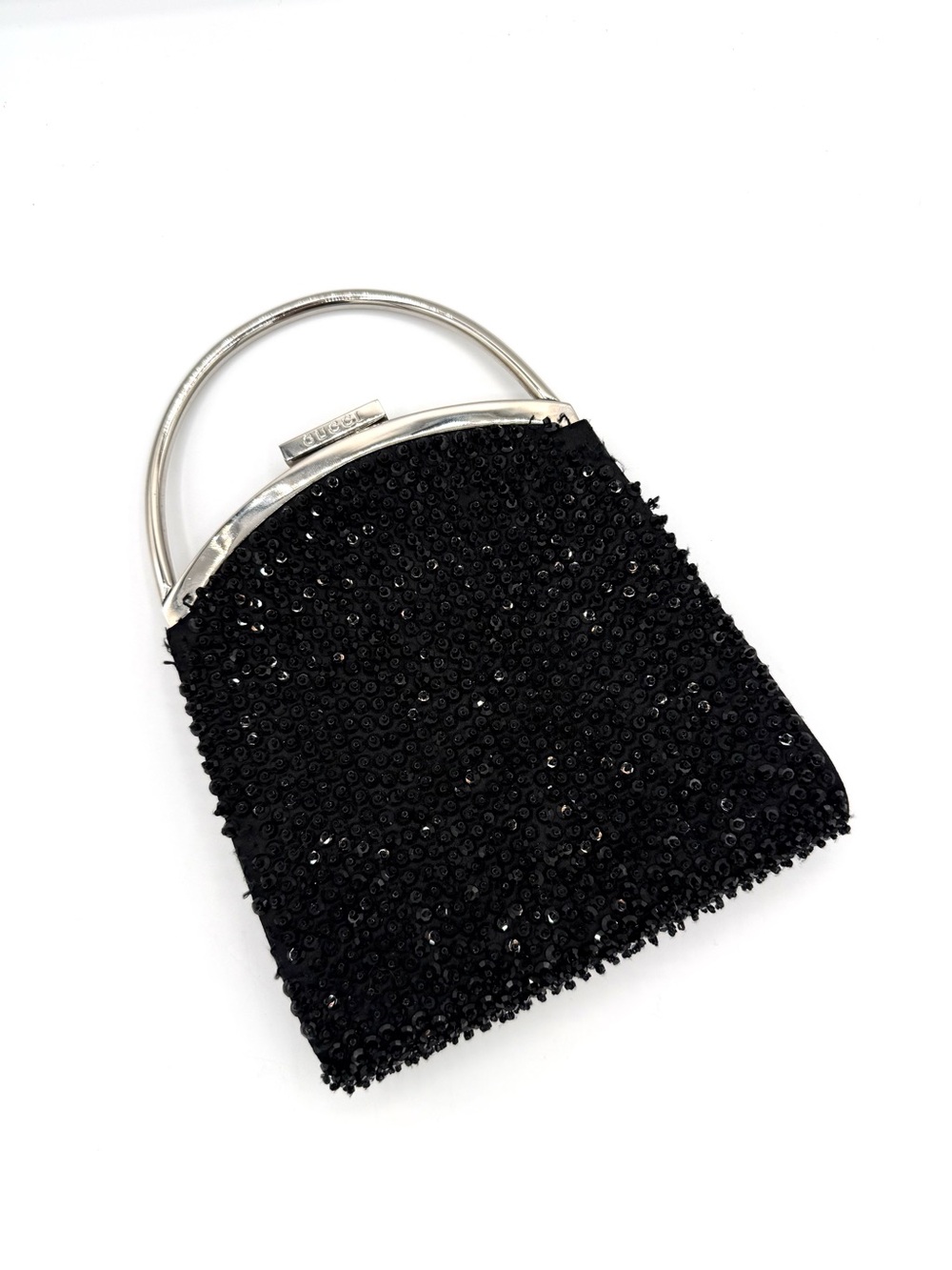 Gucci Tom Ford Black Sequin Beaded Evening Top Handle Bag